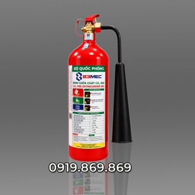 Bình chữa cháy CO2 3kg kiểm định Bộ Quốc Phòng